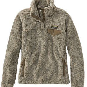 Women's L.L.Bean Hi-Pile Fleece Pullover in Eucalyptus/Dark Olive Green Heather
